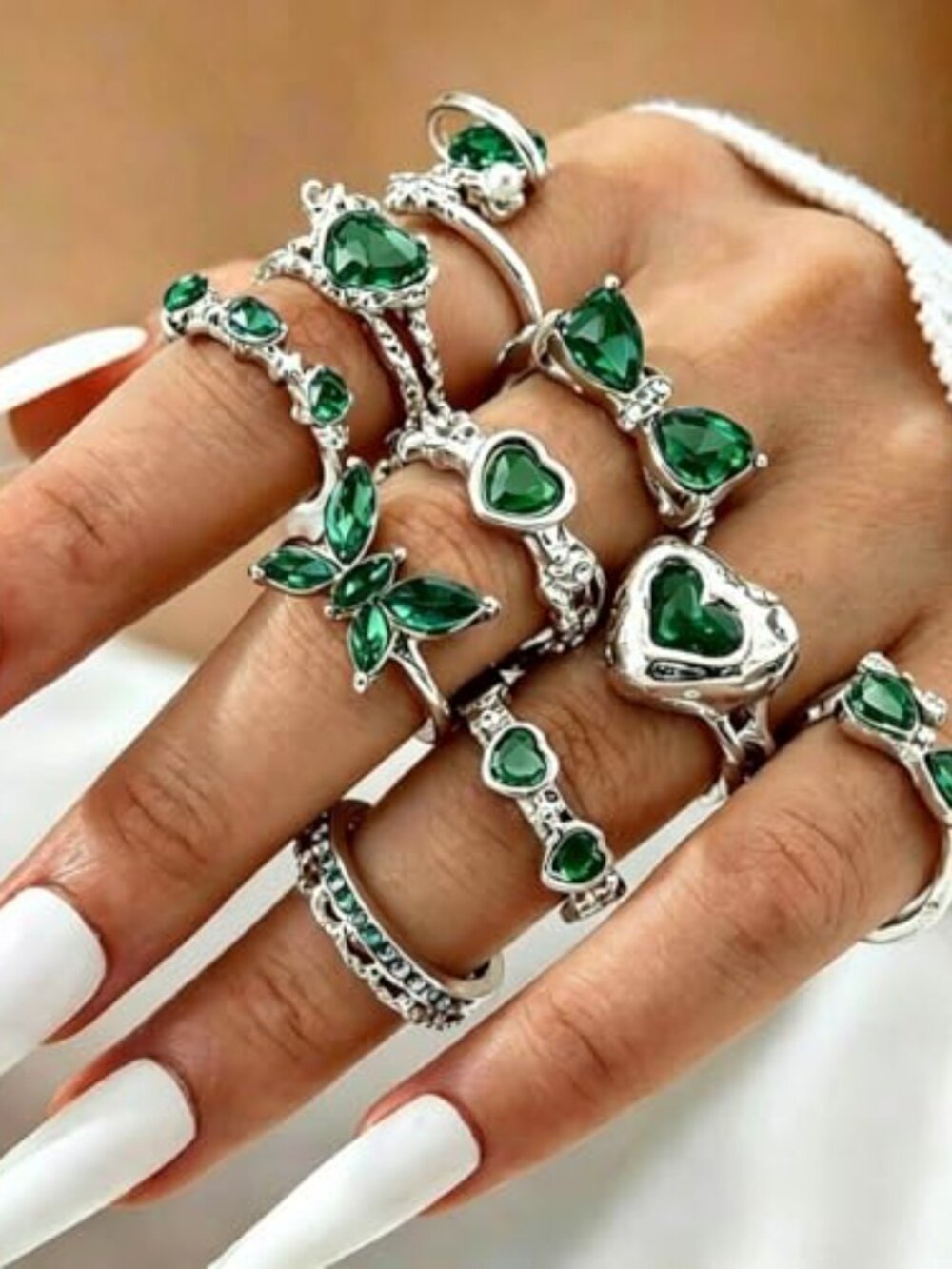 9Pcs Stackable‎ Gold Silver s Set for Women Adjustable Rhione Boho